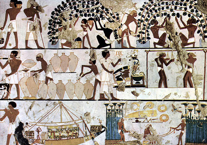 Peinture murale, tombe du prêtre Khâemouaset, vallée des Reines, Thèbes (Égypte), vers 1500 av. notre ère. ©  The Yorck Project